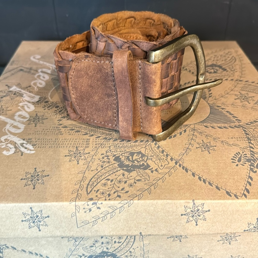 Free People Brown leather woven belt